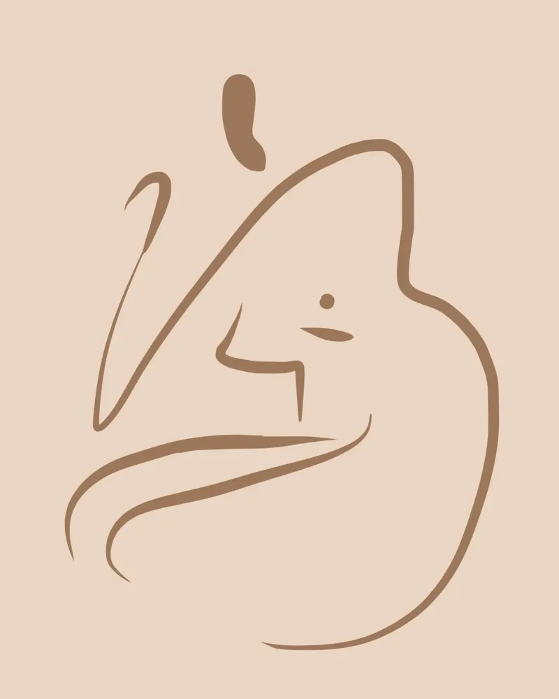 Line art nudo 04 poster con telaio in legno da Little Dean