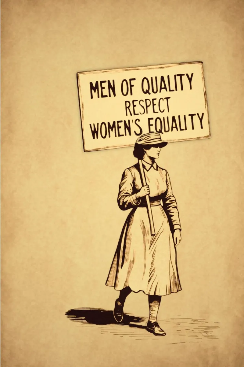 Uomini di qualità Rispettano l'uguaglianza delle donne, i diritti delle donne poster con telaio in legno da Hecate Pim Designs