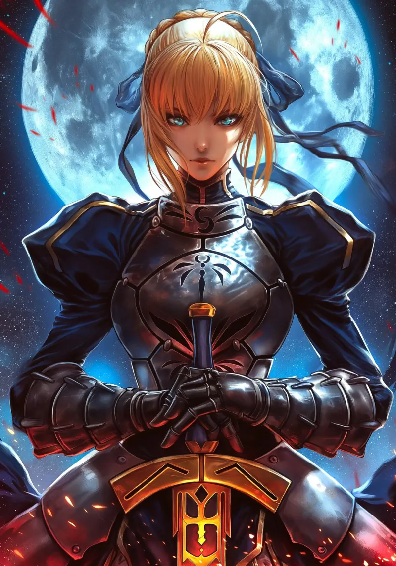 Saber Excalibur Morgan Knight Fate Serie Anime poster da Stellar Creative