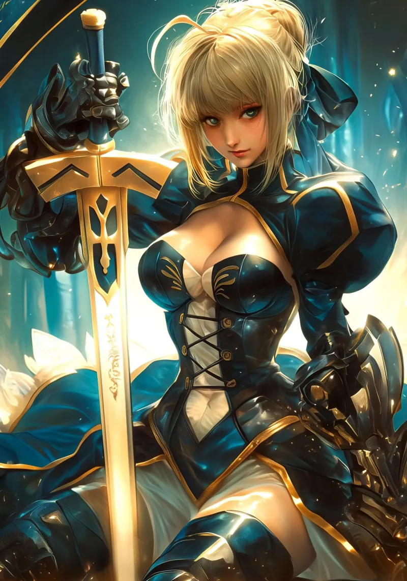 Saber Excalibur Morgan Knight Fate Serie Anime poster da Stellar Creative