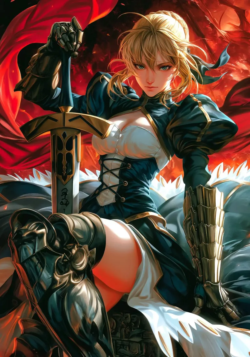 Saber Excalibur Morgan Knight Fate Serie Anime poster da Stellar Creative