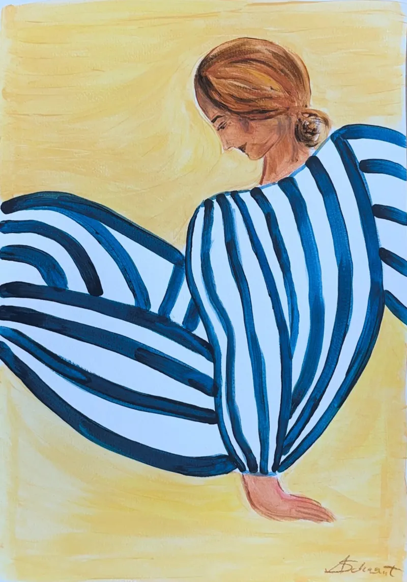 Donna sulla spiaggia tela con Cornice a cassetta da Kunst.der.Amelie