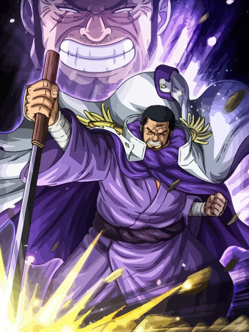 Fujitora Marine One Piece poster con telaio in alluminio da Dumery Art