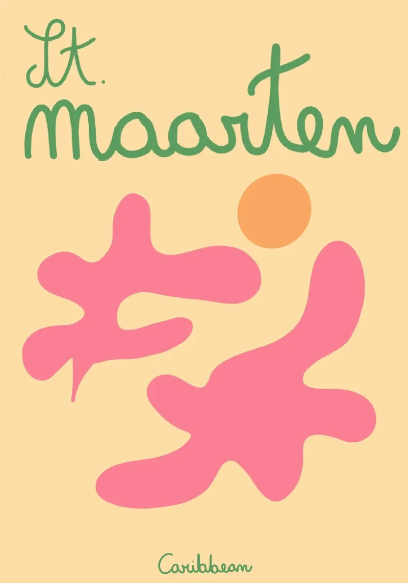 St. Maarten Caraïbes, affiche d'art abstrait, plage poster avec cadre en plastique de vintagepod