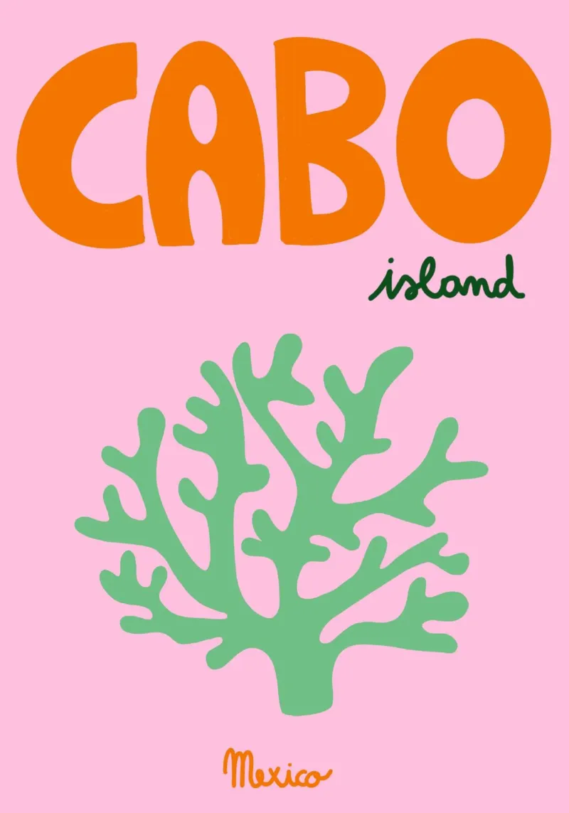 Isola di Cabo Messico, poster di corallo, arte tropicale poster con telaio in legno da vintagepod