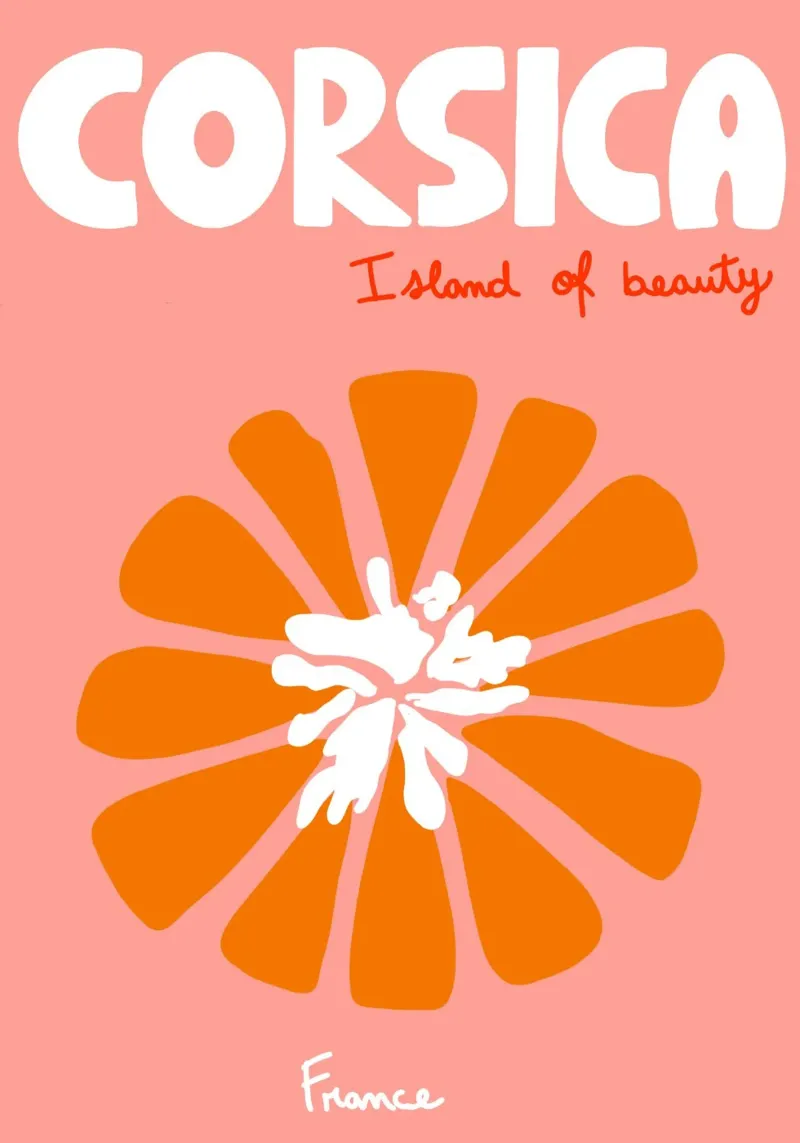 Corsica "Isola della Bellezza", Poster Fiori d'arancio tela con Cornice a cassetta da vintagepod