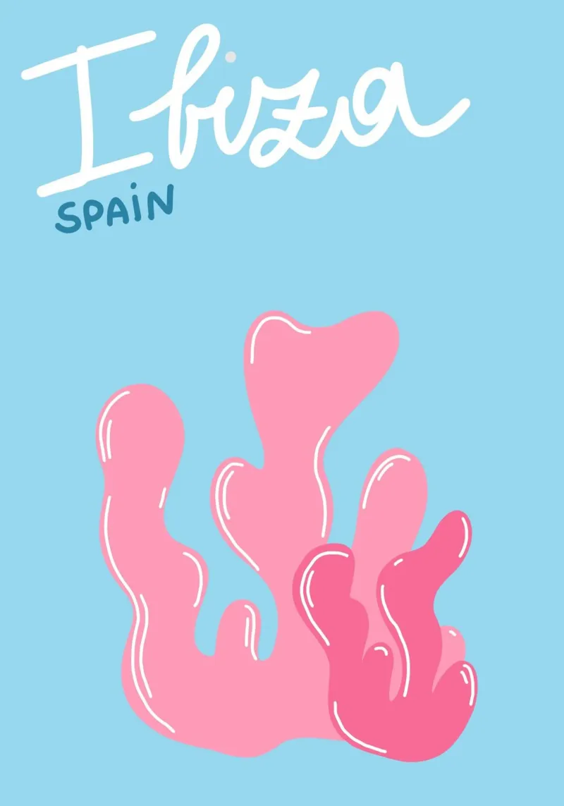 Ibiza Spanien, Abstrakte Korallen Poster, Ozean Kunst Poster von vintagepod
