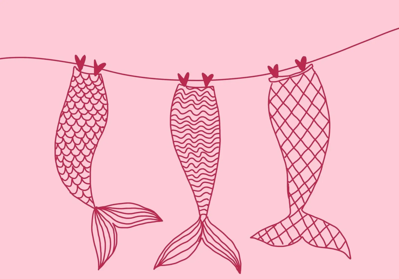 Code di sirena su uno stendino, arte minimalista tela con Cornice a cassetta da vintagepod