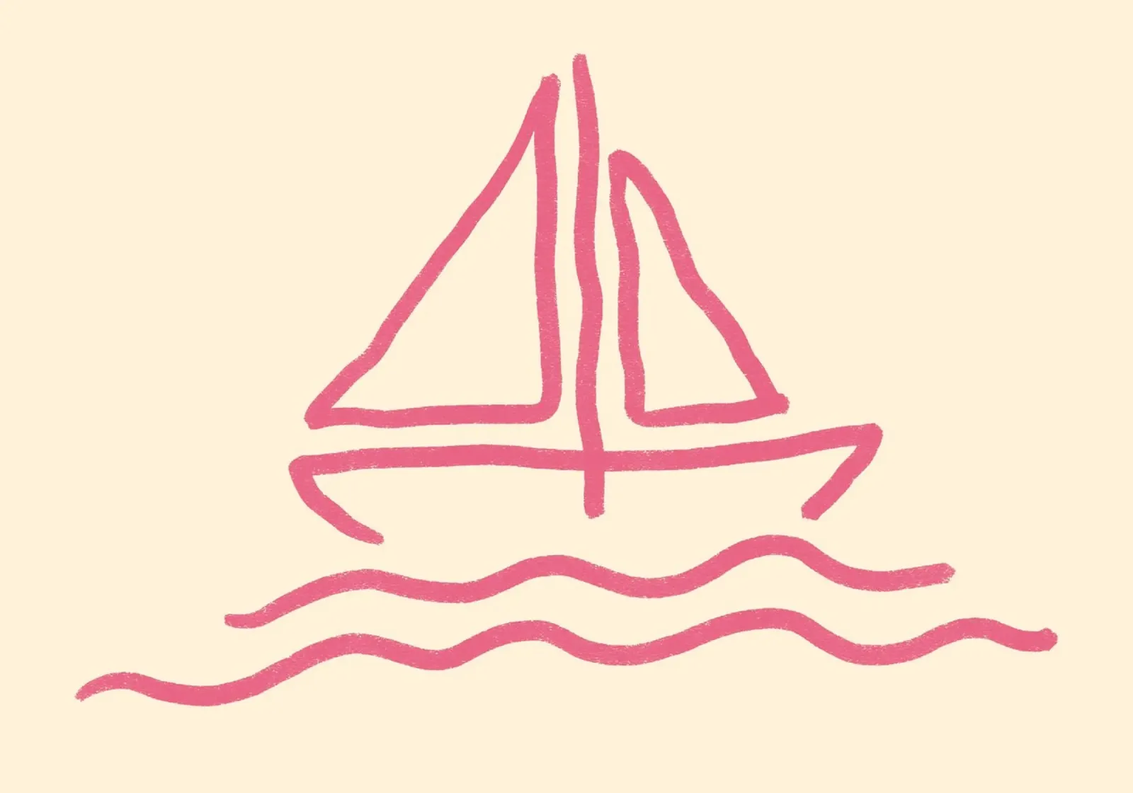 Zeilen op roze golven, minimalistische oceaankunst canvas met Baklijst van vintagepod