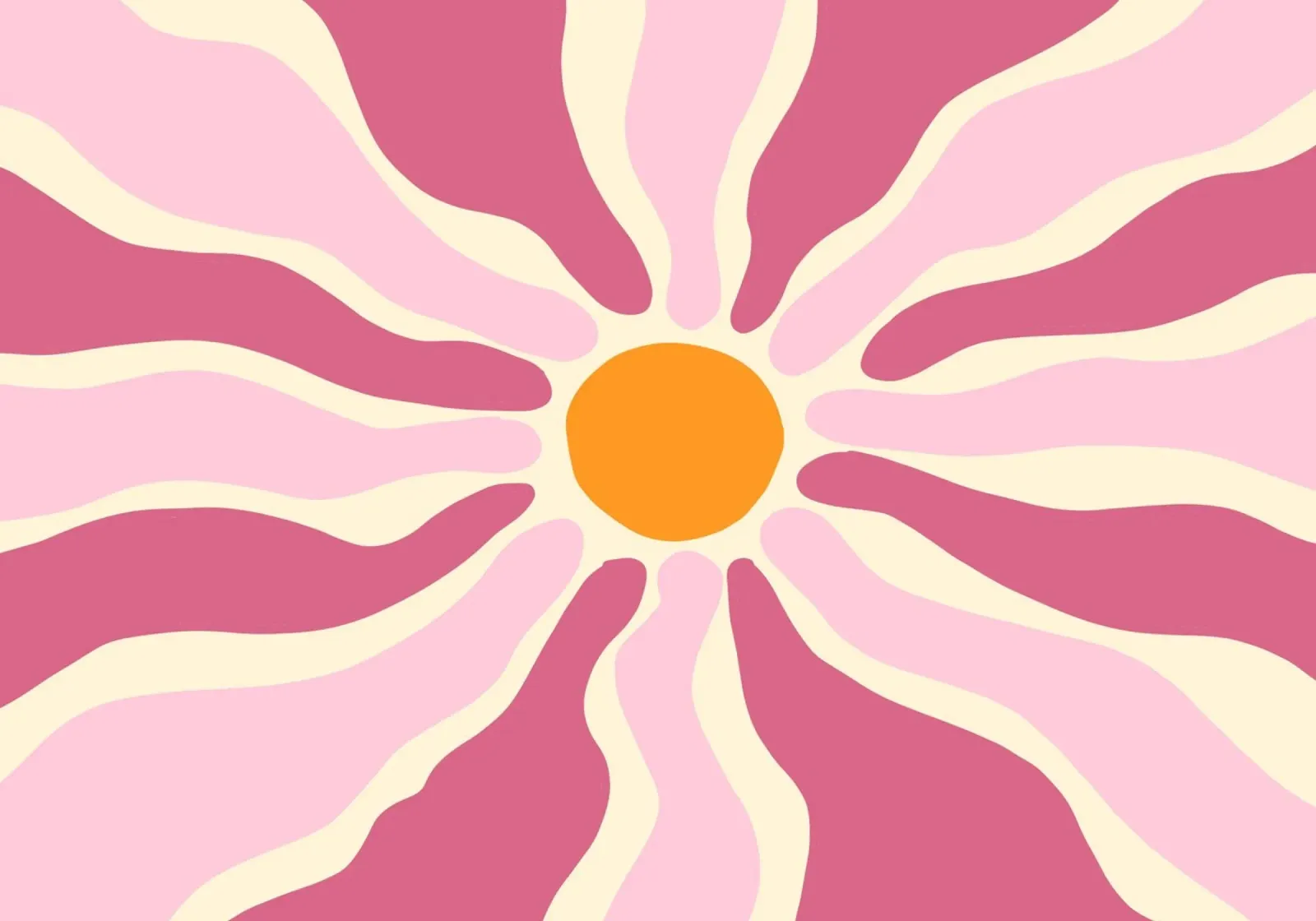 Groovy Flower, Retro Abstract Sun Print canvas with Floater frame by vintagepod