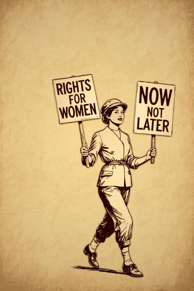 Diritti per le donne ora non più tardi, arte di protesta femminista d'epoca poster da Hecate Pim Designs