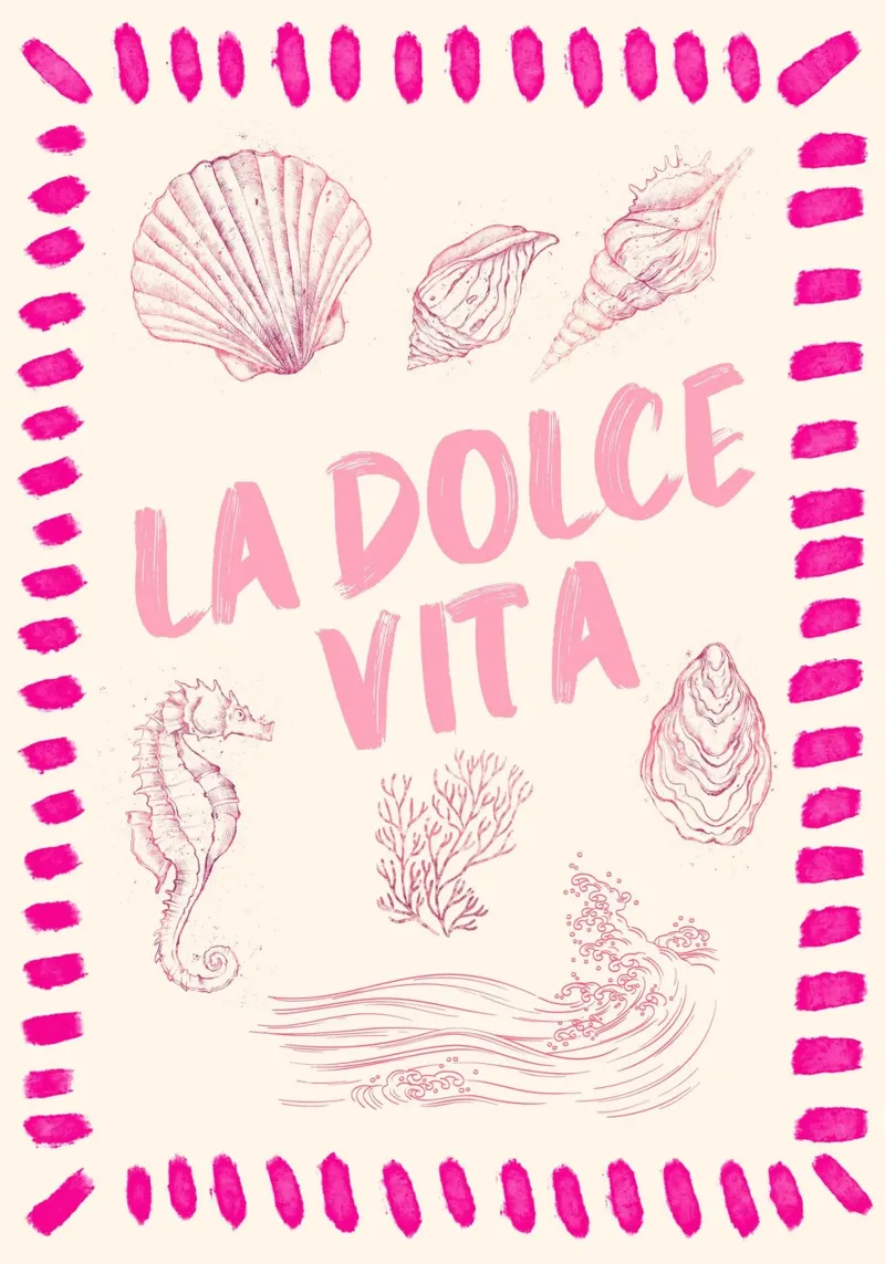 La Dolce Vita, Seashells and Ocean Art Print canvas with Floater frame by vintagepod