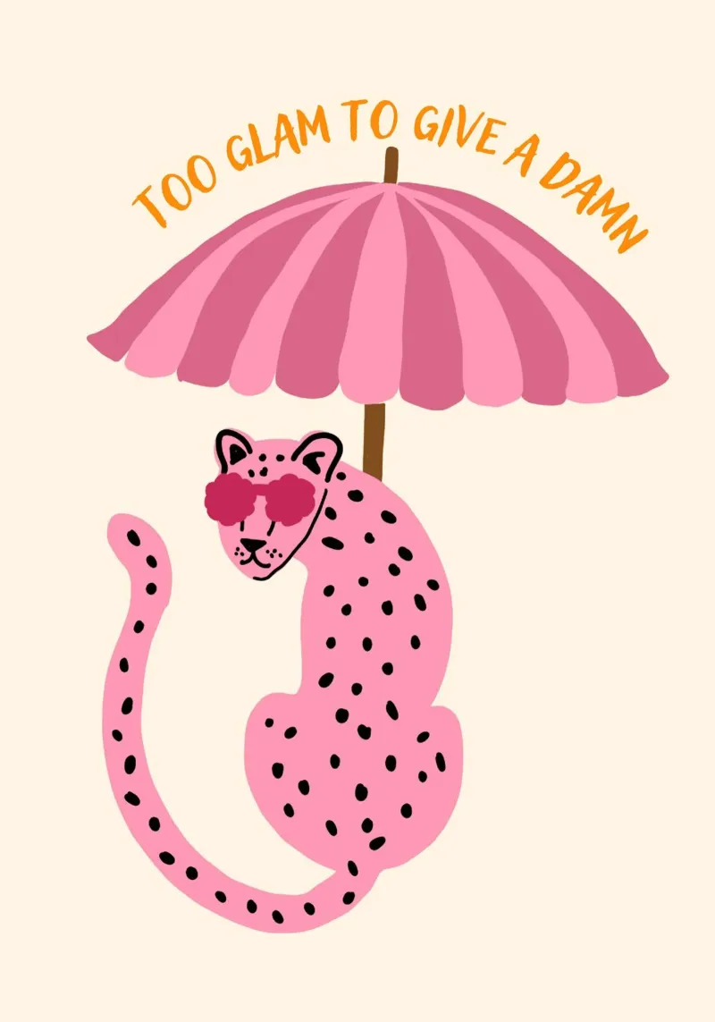 Too Glam to Give a Damn, Cheetah Poster canvas met Baklijst van vintagepod