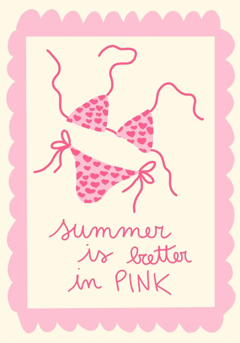 L'estate è più bella in rosa, poster per bikini poster con telaio in plastica da vintagepod