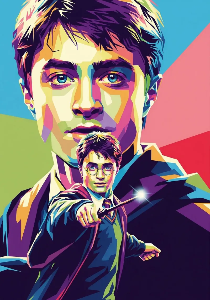 Harry Potter - Daniel Radcliffe pop-art #3 canvas met Baklijst van Hantamrata