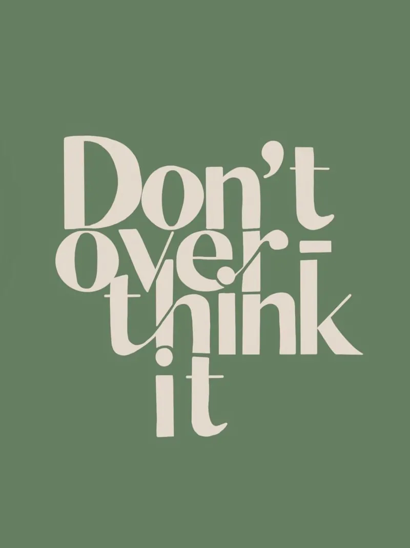 Don’t Overthink It – Motivational Typography Wall Art canvas with Floater frame by maluniq