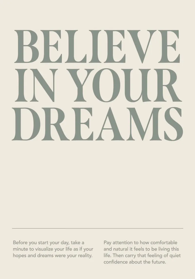 Cree en tus sueños - Inspirational Typography Wall Art poster con marco de madera de maluniq