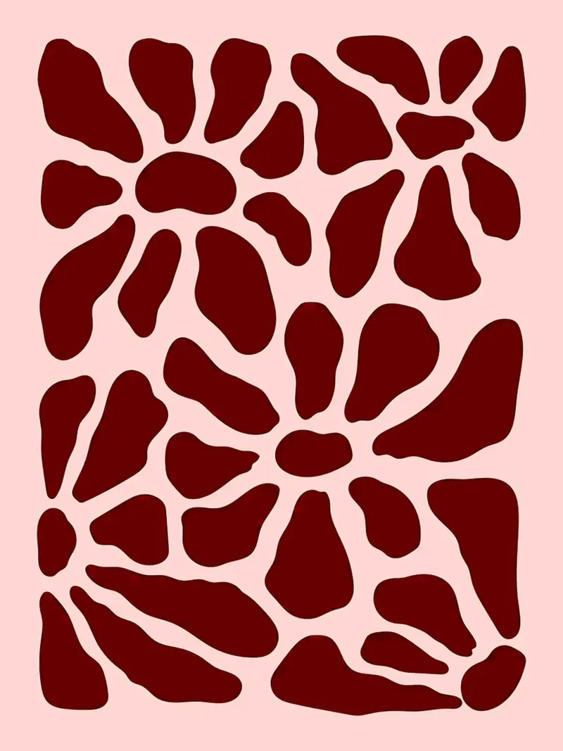 Abstract Floral Pattern in Terracotta canvas with Floater frame by Liam Johnson