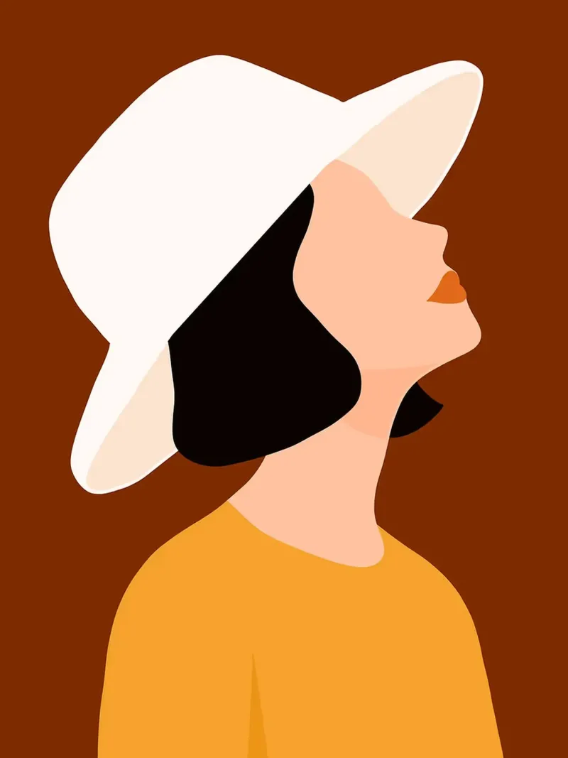 Donna con cappello Arte minimalista poster da Liam Johnson