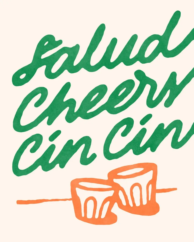 Salud Cheers Cin Cin Backlit Folie von illusthera