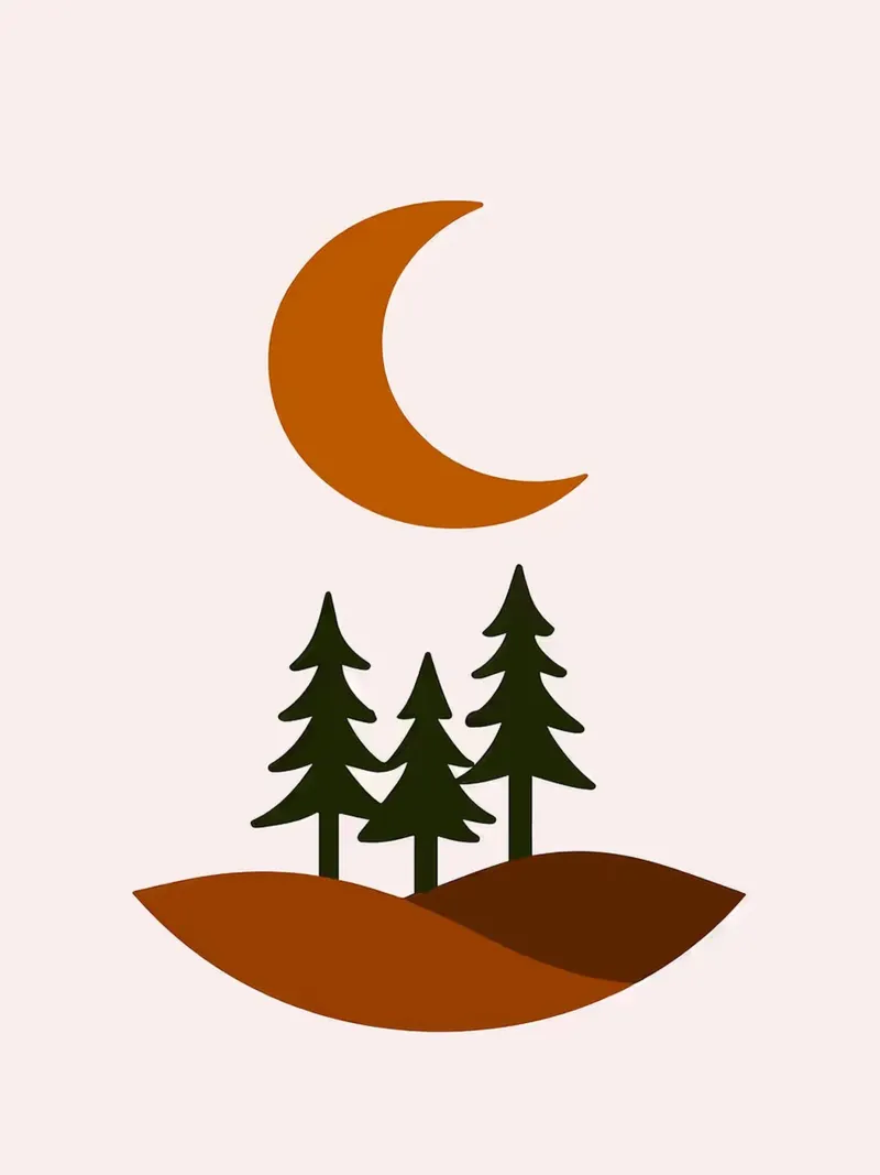 Minimalist Moon and Trees Landscape canvas with Floater frame by Olivia Gagnon