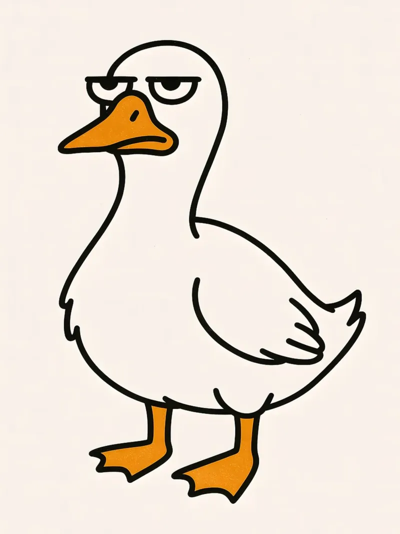 Grumpy Duck Cartoon – Funny Minimalist Animal Art for Humor canvas with Floater frame by Olivia Gagnon