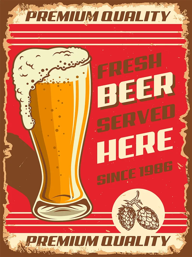 Birra fresca servita qui poster da Anna Müller