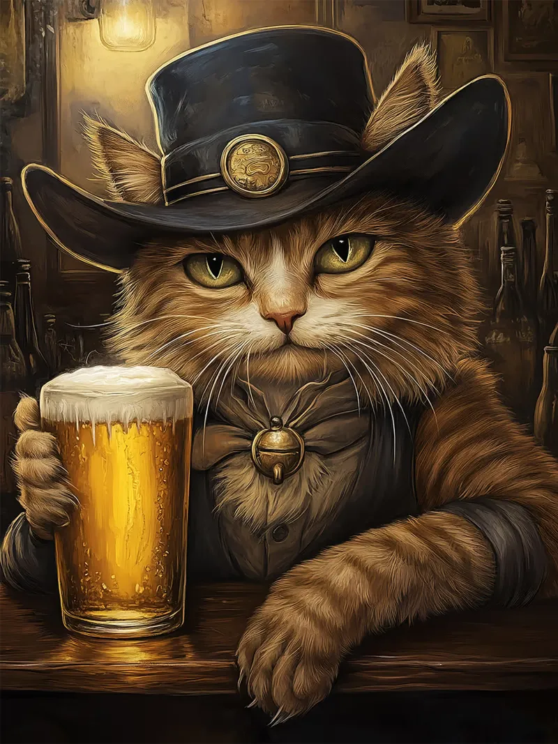 Gatto cowboy in un saloon poster da Anna Müller