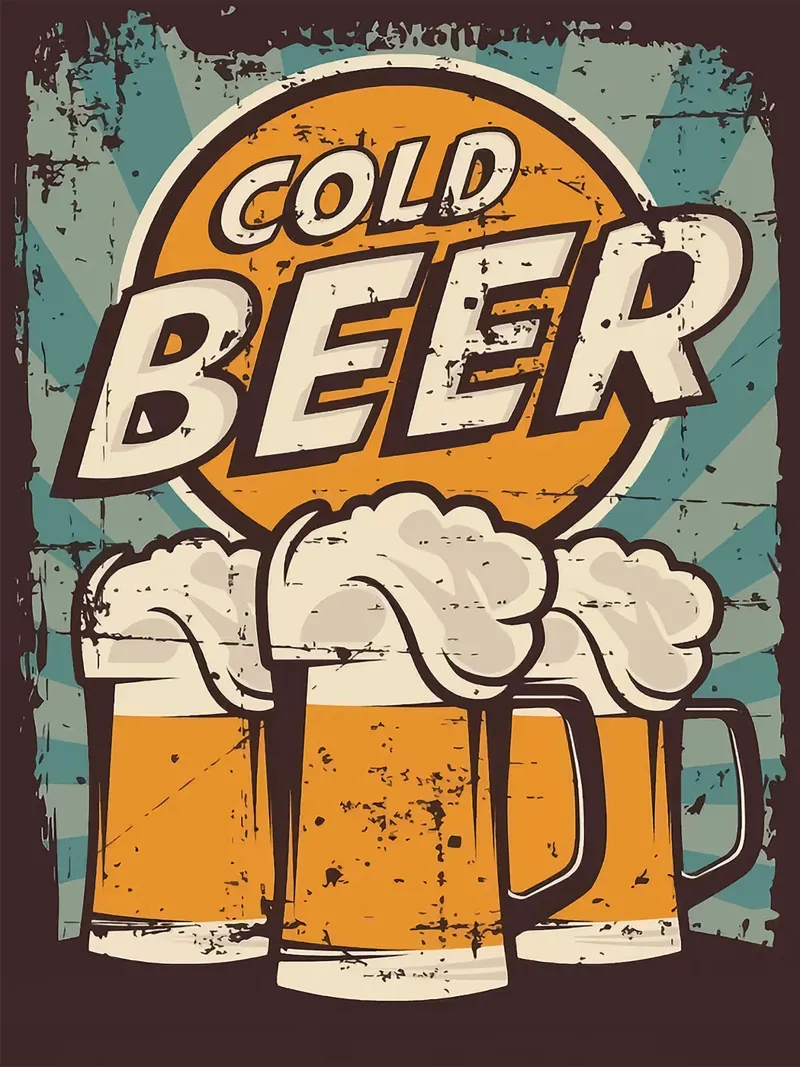 Koud Bier Vintage Poster canvas met Baklijst van Hannah Meyer