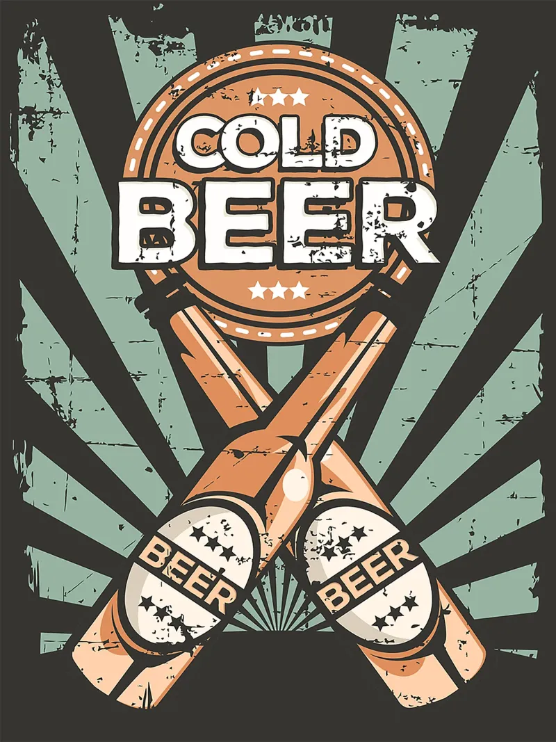 Koud Bier Vintage Poster canvas met Baklijst van Hannah Meyer