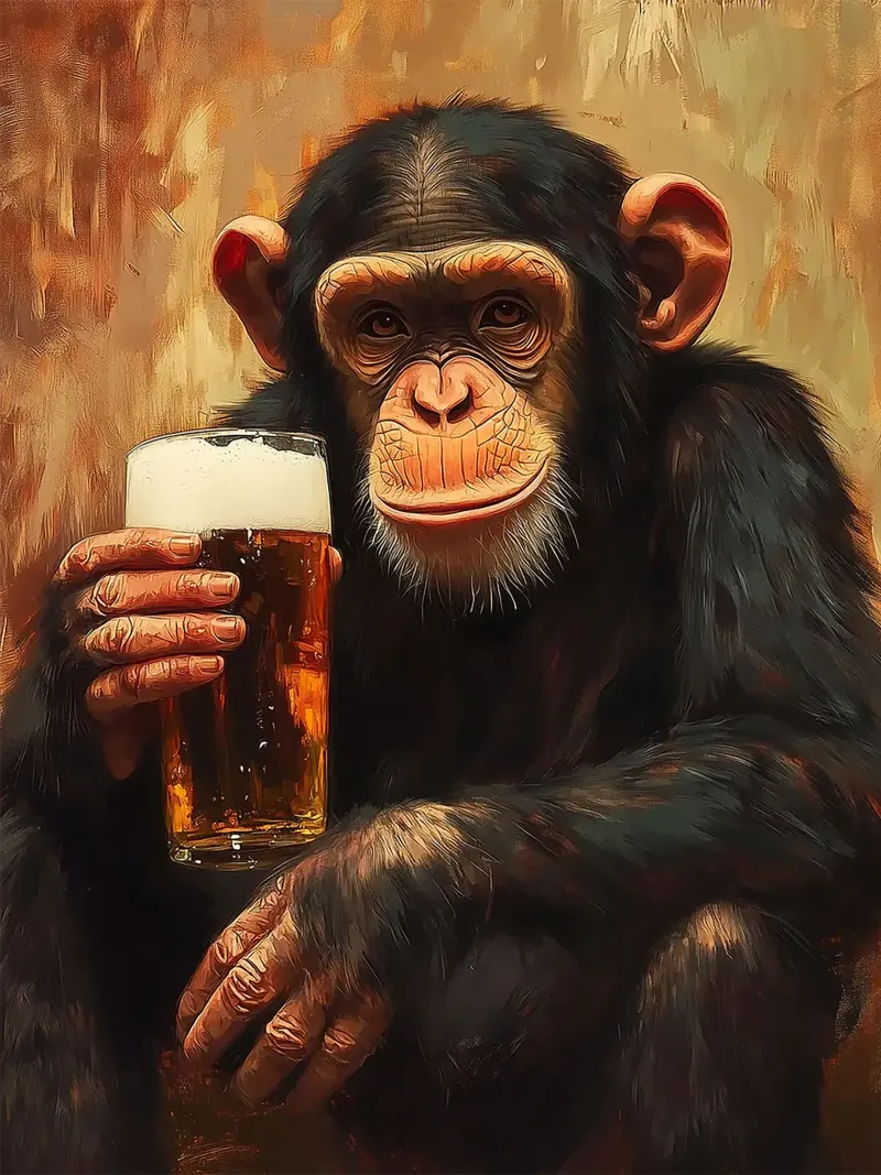 Scimpanzé con birra poster da Hannah Meyer