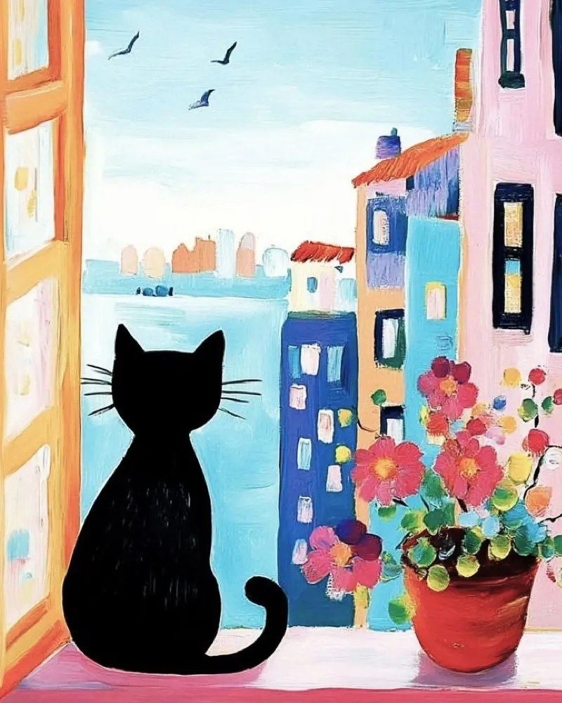 cat viewing the city tela con Cornice a cassetta da lifeline