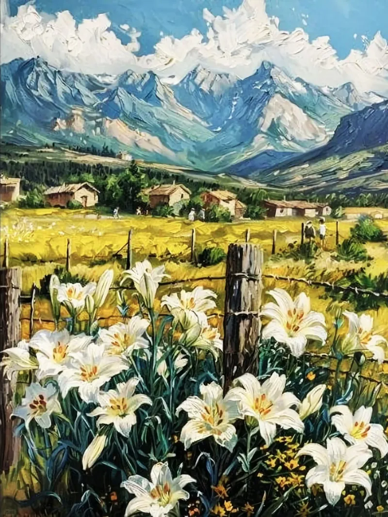 flower forest in village poster con telaio in plastica da lifeline