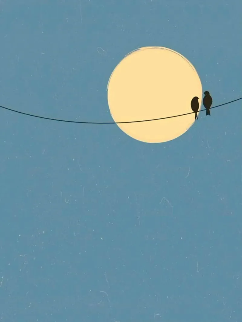 couple bird moon tela con Cornice a cassetta da lifeline