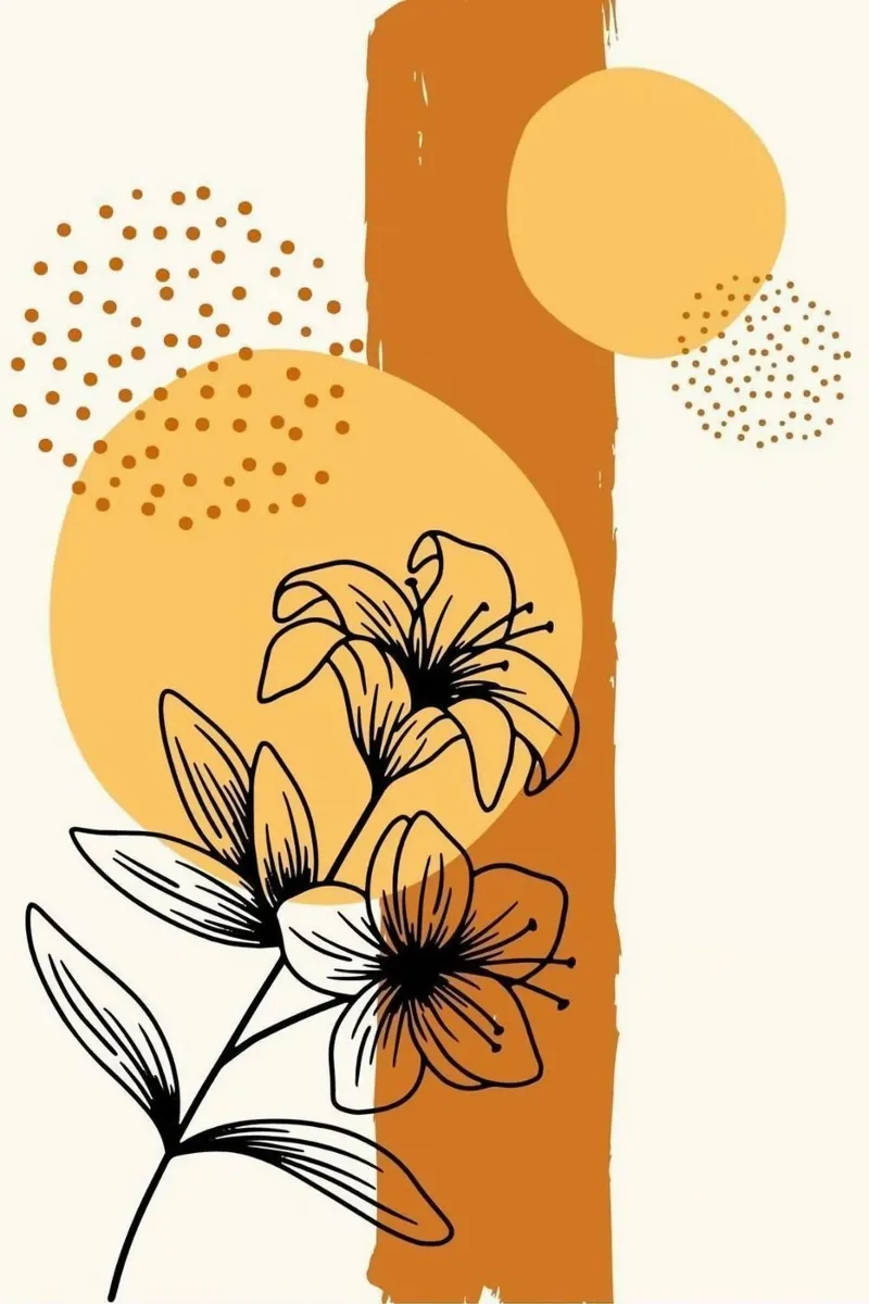 line circle shape flower yellow poster da melts