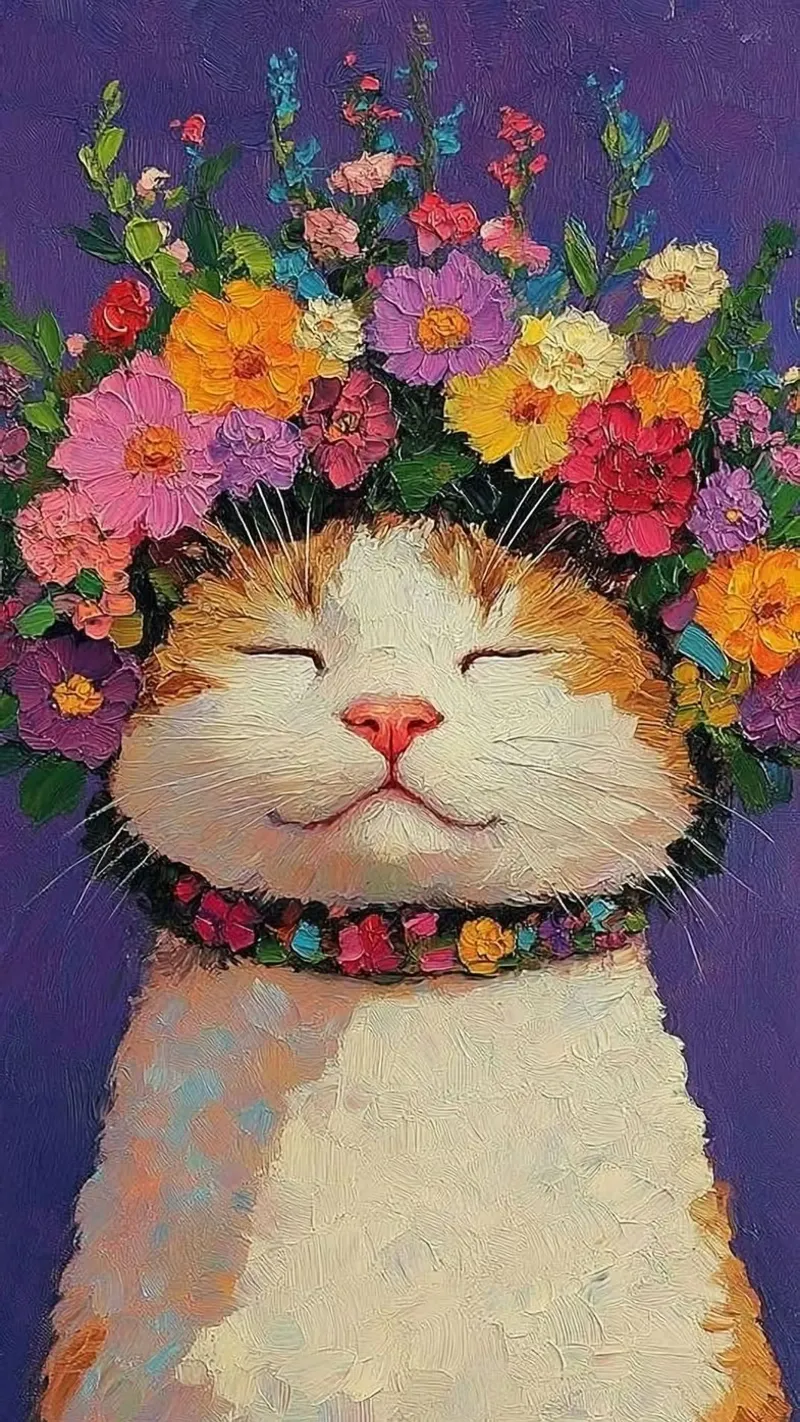 kitty chill with flower poster da hamily