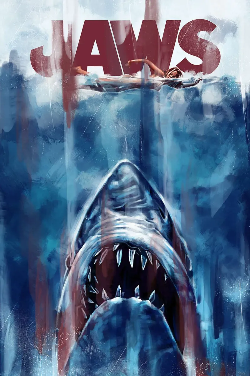 Jaws canvas met Baklijst van Oscar Frazier