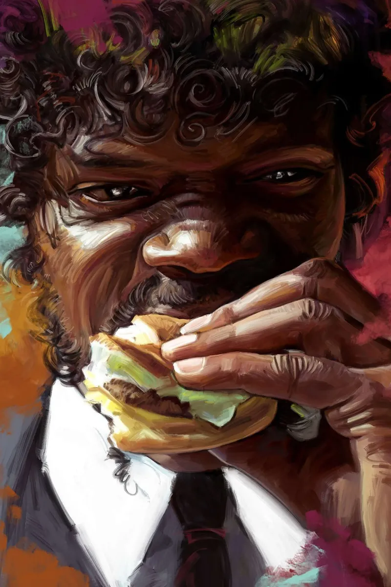Jules Winnfield - Pulp Fiction tela con Cornice a cassetta da Oscar Frazier