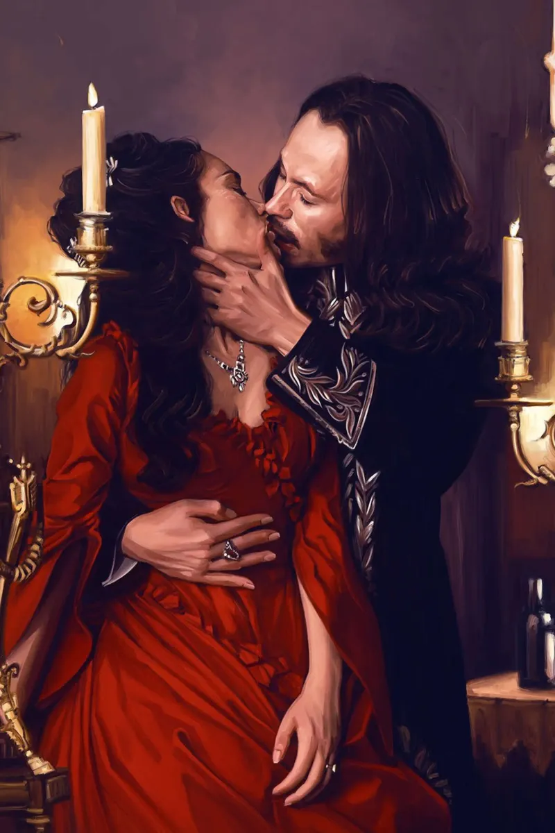 Il bacio in Dracula di Bram Stoker tela con Cornice a cassetta da Oscar Frazier