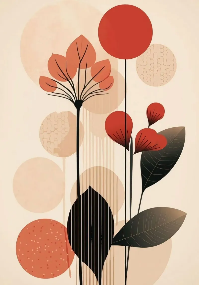 minimal leaf flower poster da panada