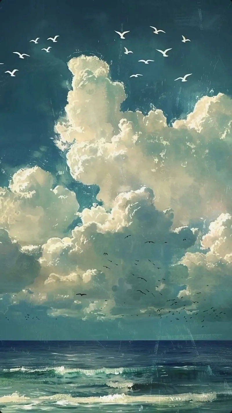 forck bird cloud tela con Cornice a cassetta da panada