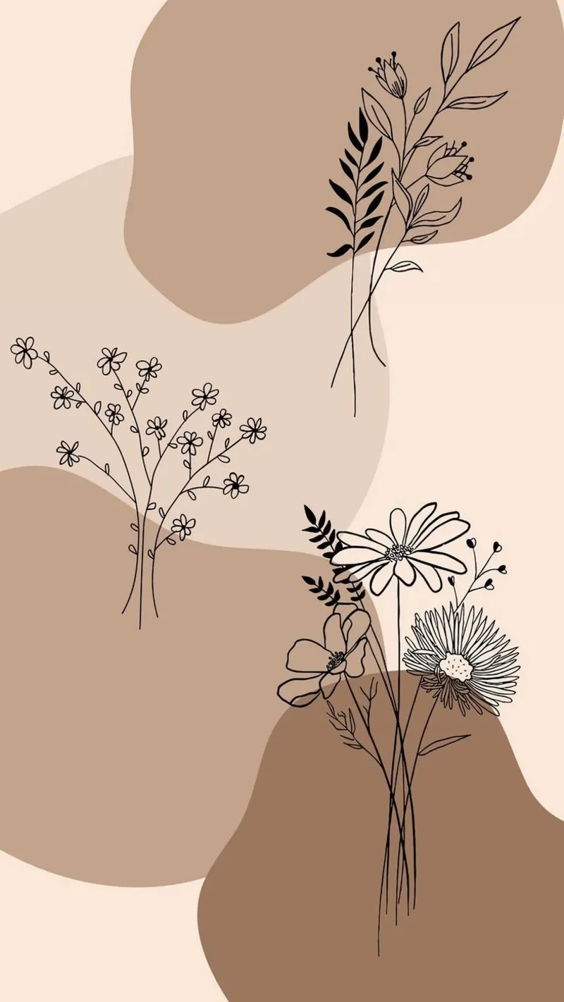 shape line flower brown poster da huminity