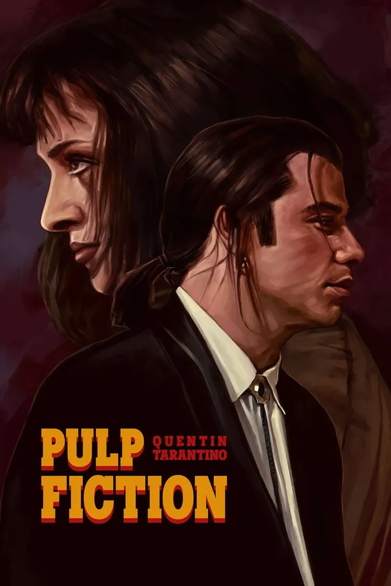 Pulp Fiction, una película de Quentin Tarantino lienzo con Marco flotante de Oscar Frazier