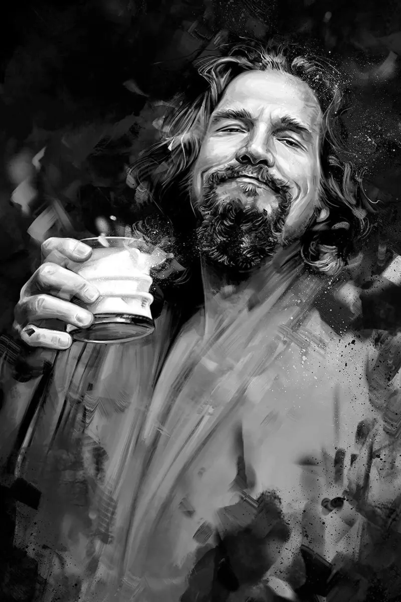 Il grande Lebowski, bianco e nero poster da Oscar Frazier