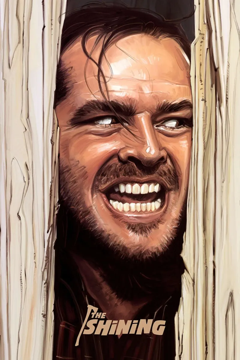The Shining - Hier is Johnny! canvas met Baklijst van Oscar Frazier