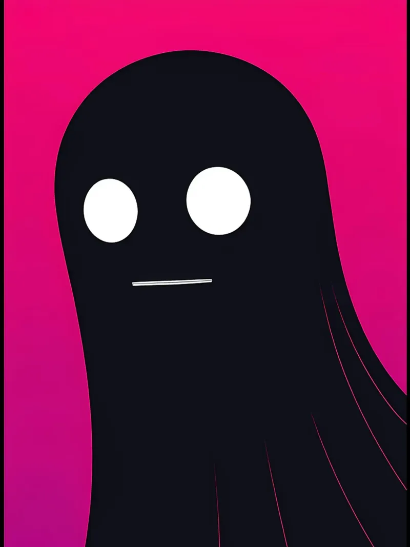 Minimalist Ghost Illustration on Pink Background canvas with Floater frame by Amelia Roy