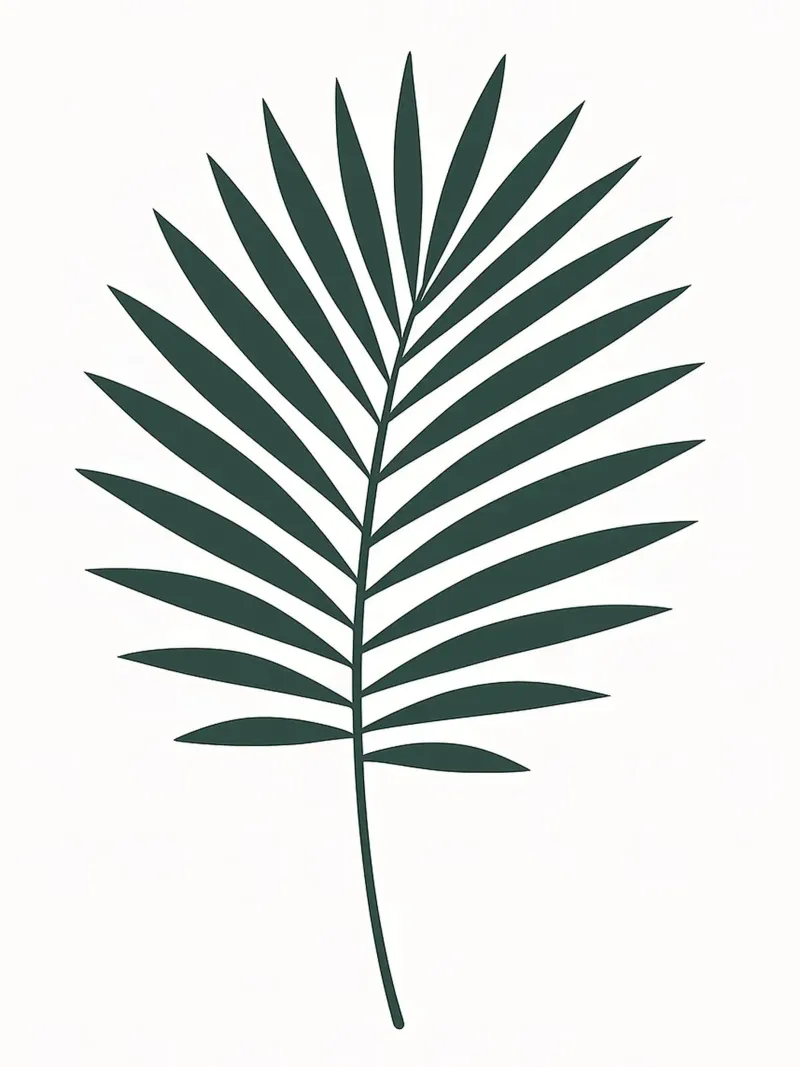 Illustrazione di foglie di palma poster con telaio in legno da Amelia Roy