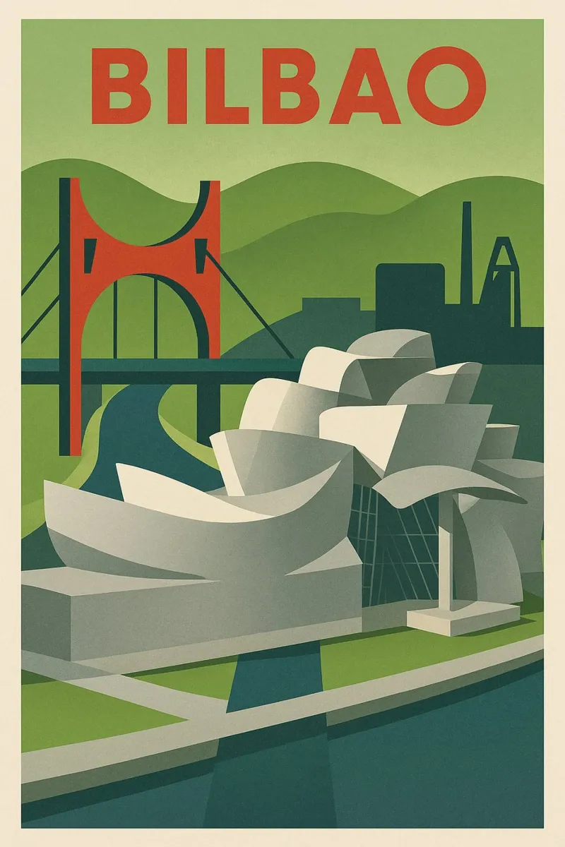 Poster di Bilbao - Poster retro del Museo Guggenheim poster da JETLAG | affiches voyage