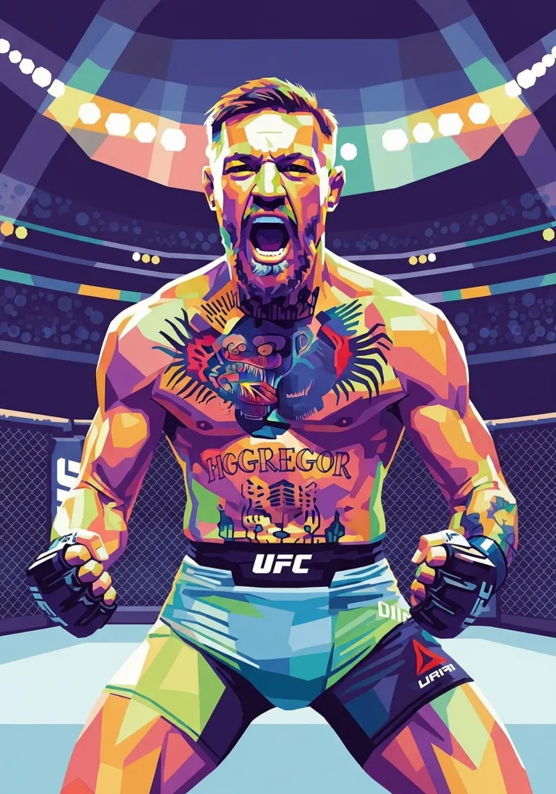 Conor McGregor on fire canvas with Floater frame by Hantamrata