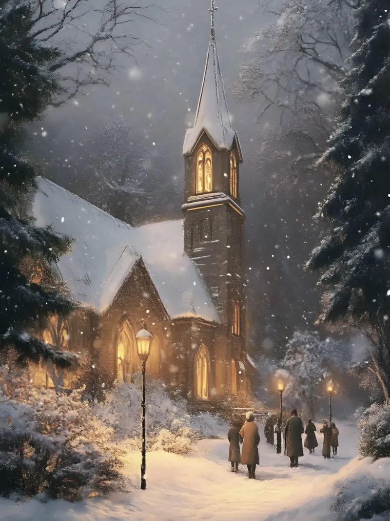 Chiesa invernale nella magia della neve poster da Studio Vibe